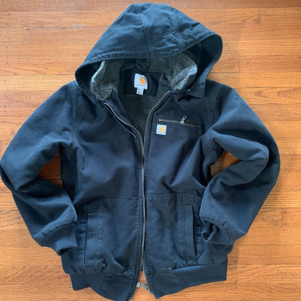 VTG Iconic Wildwood Sherpa Carhartt hooded Bomber Jacket-Womens M
